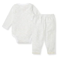 Burt's Bees Organic Baby Bodysuit Set Green Slub Stripe