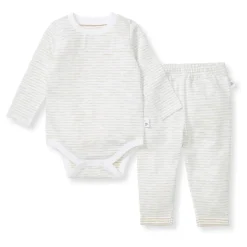 Burt's Bees Organic Baby Bodysuit Set Green Slub Stripe