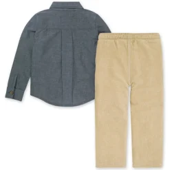 Burt's Bees Organic Baby Chambray Button Down Shirt & Raised Rib Pant Set