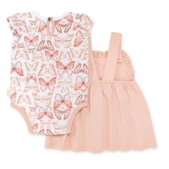 Burt's Bees Organic Baby French Terry Dress & Coastal Butterflies Bodysuit Set
