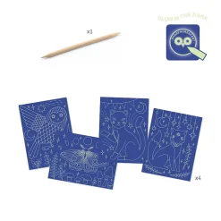 Djeco Glow-in-the-Dark Scratch Card Activity Set: At Night