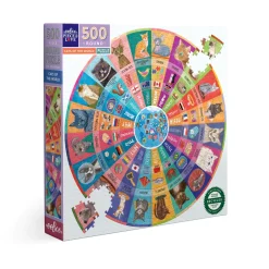 eeBoo 500 Piece Round Puzzle Cats of the World