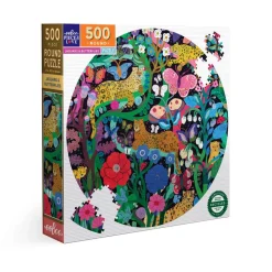 eeBoo 500 Piece Round Puzzle Jaguars and Butterflies
