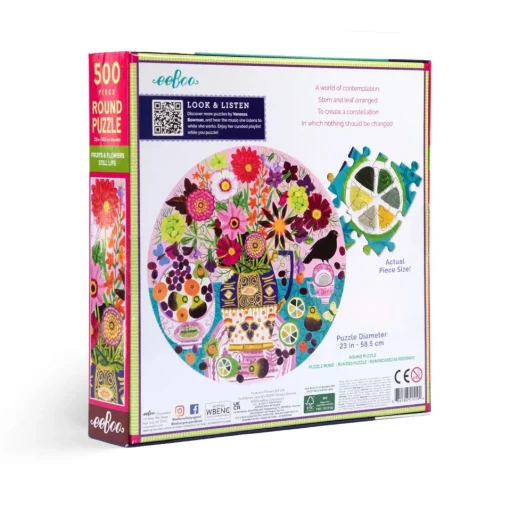 eeBoo 500 Piece Round Puzzle Fruits & Flowers Still Life