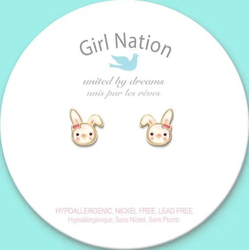 Girl Nation Easter Bunny Cutie Enamel Stud Earrings