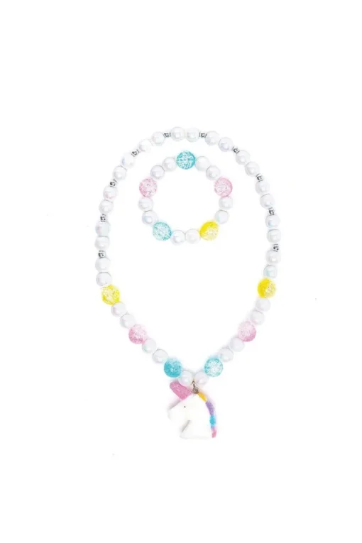 Great Pretenders Necklace & Bracelet Set: White Unicorn