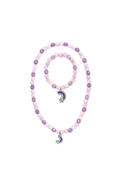 Great Pretenders Necklace & Bracelet Set: Purple/Pink Rainbow