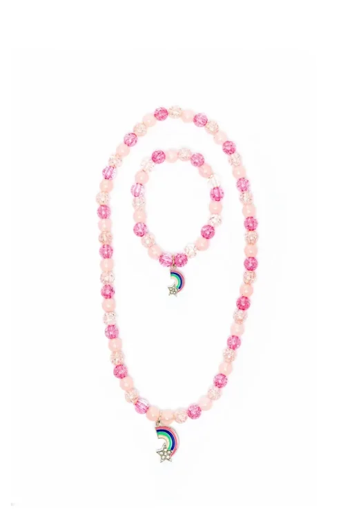 Great Pretenders Necklace & Bracelet Set: Purple/Pink Rainbow