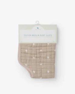 Little Unicorn Cotton Muslin Burp Cloth Taupe Cross