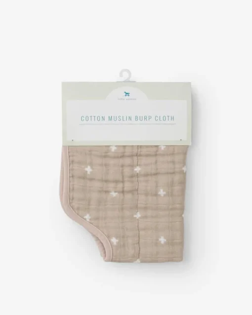 Little Unicorn Cotton Muslin Burp Cloth Taupe Cross
