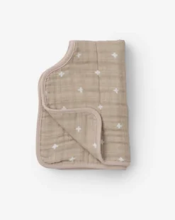 Little Unicorn Cotton Muslin Burp Cloth Taupe Cross