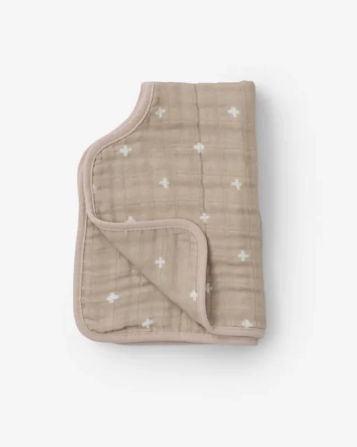 Little Unicorn Cotton Muslin Burp Cloth Taupe Cross
