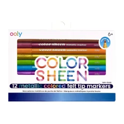 Ooly Color Sheen Metallic Colored Felt Tip Markers - Set of 12